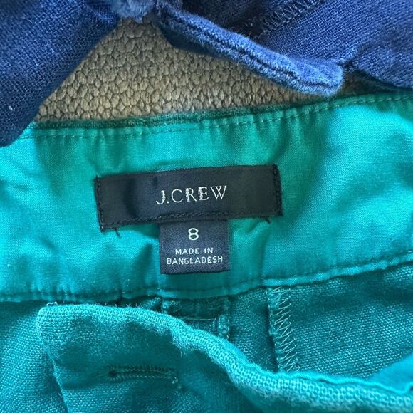 J Crew Shorts Bundle Green Blue Linen Cotton Blend Scalloped Hem Size 8 - Picture 2 of 6